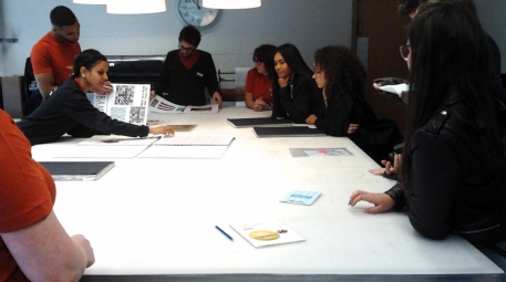 A Level Graphic Design students present their work to IKEA design team
